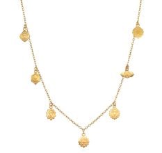 Seven Chakra charms Necklace, Brass with 22k gold plated Necklace for women, Handmade jewelry